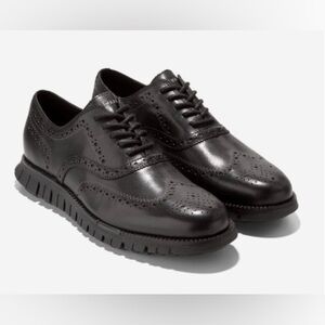 Cole Haan Black Leather Zerogrand Wing Oxford Shoes Size 10